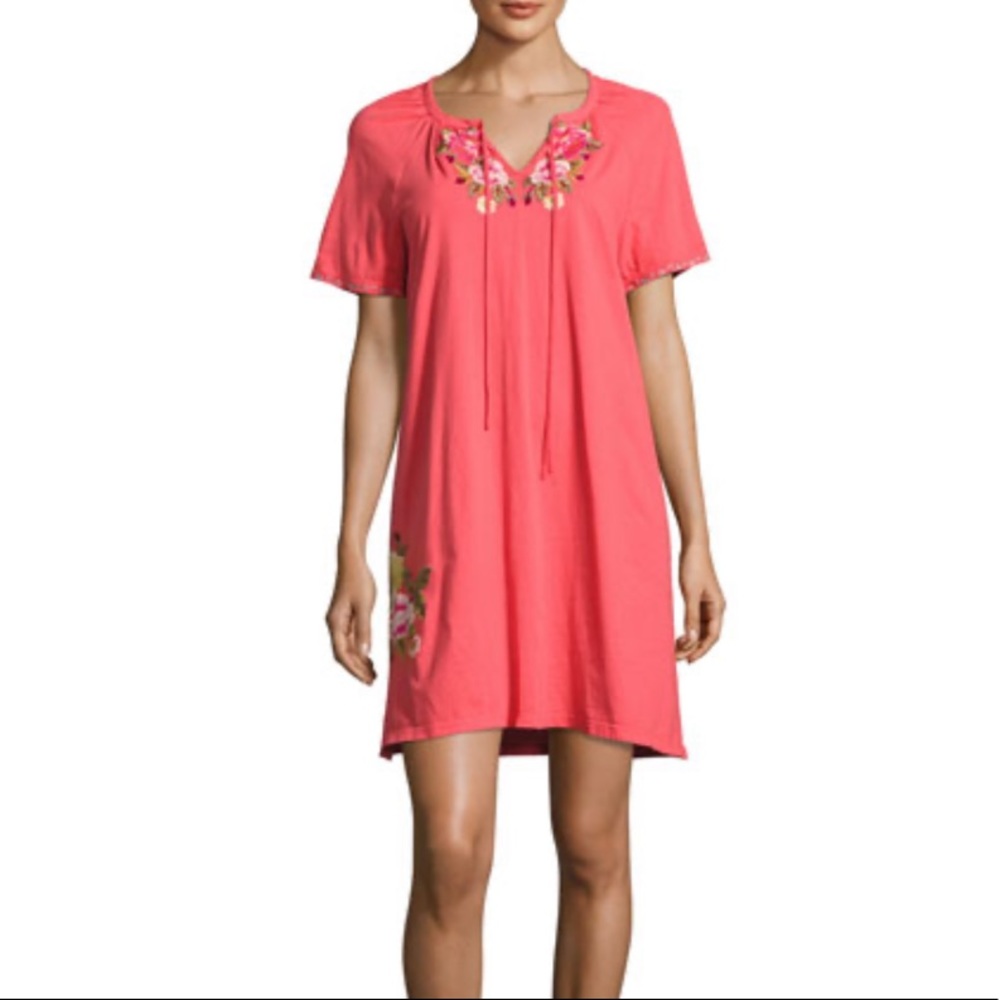 Johnny Was Embroidered Drawstring Peasant Dress